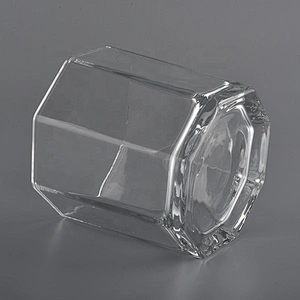 6oz 8oz custom clear hexagon tealight glass candle holder