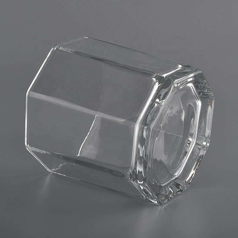 6oz 8oz custom clear hexagon tealight glass candle holder