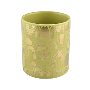 In bulk tealight golden printing ceramic candle jars 6oz 8oz