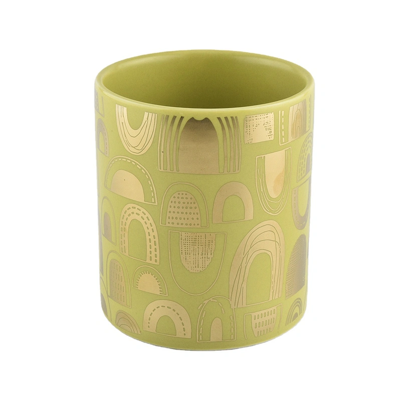 In bulk tealight golden printing ceramic candle jars 6oz 8oz