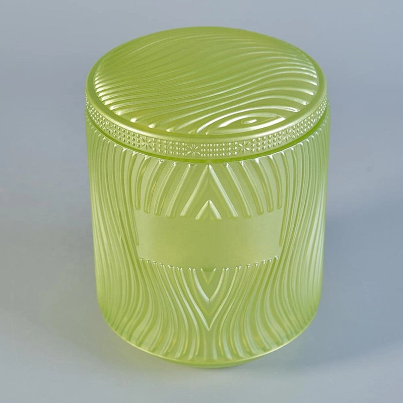 Supplier green river design candle glass jars with cover