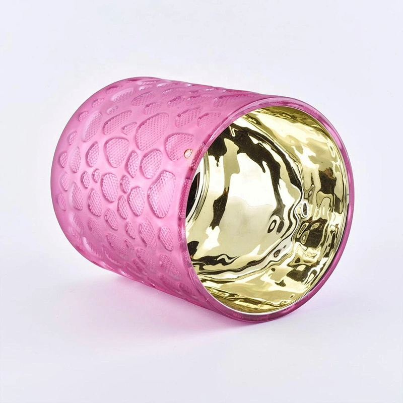 Wedding decoration Custom pink matte electroplated glass candle holder