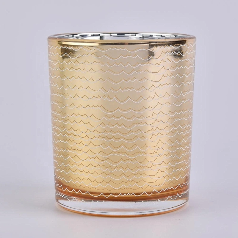 Sunny design luxury matte custom golden glass candle holders 8oz 10oz 20oz