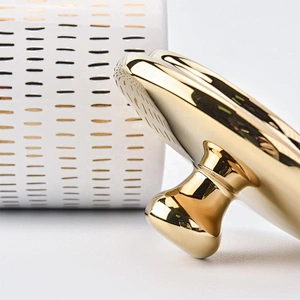 10oz decorative marble ceramic candle containers with gold cover