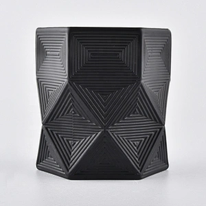 Hexagon luxury geometric black custom glass candle jar