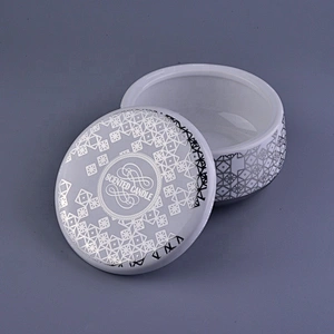 10oz 12oz 14oz Modern empty silver candle ceramic holder with lids