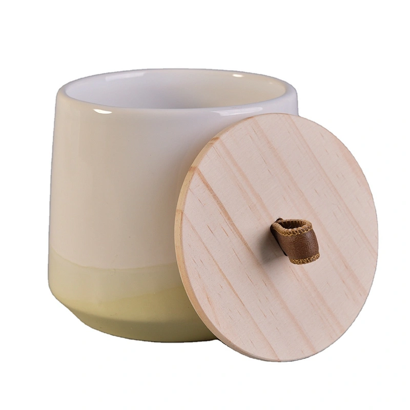 Suppliers home decor custom wood lid ceramic candle vessels