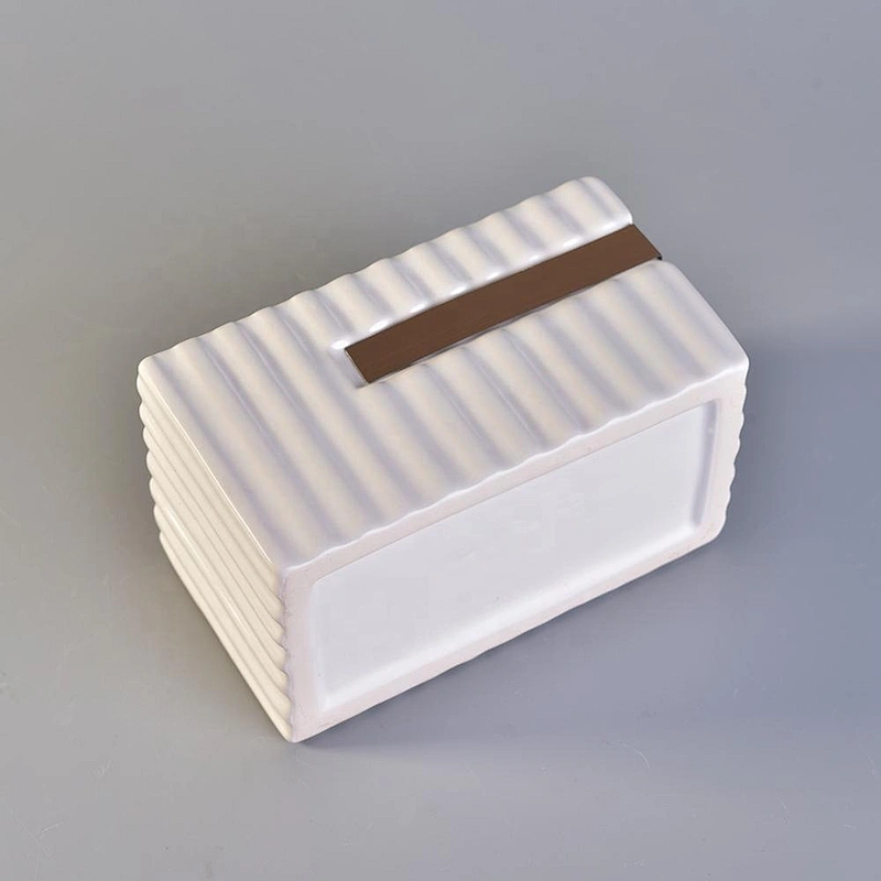 Hot sales custom square white ceramic candle holders in bulk