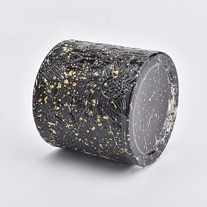 Black round glass candle container home decor