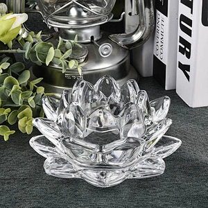 8oz 10oz Wholesales flower lotus geometric crystal glass candle container