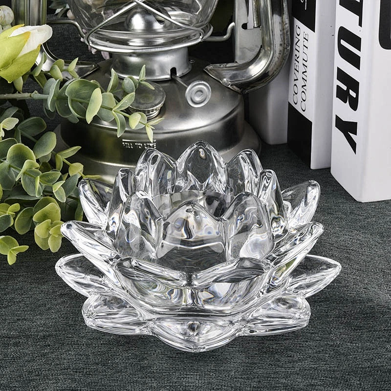 8oz 10oz Wholesales flower lotus geometric crystal glass candle container