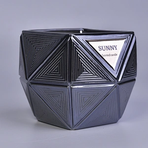 New design Custom empty black glass candle jars in bulk