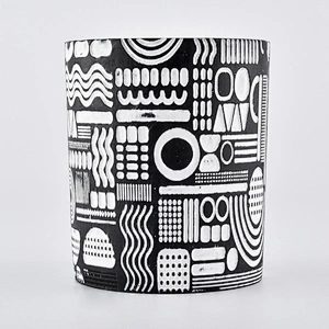 10oz Wholesales decorative black Ceramic Candle jar