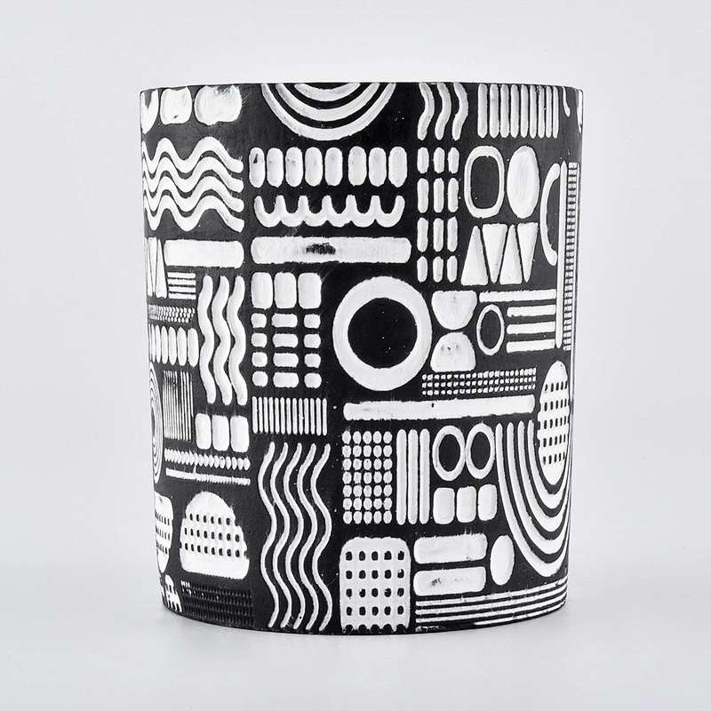 10oz Wholesales decorative black Ceramic Candle jar
