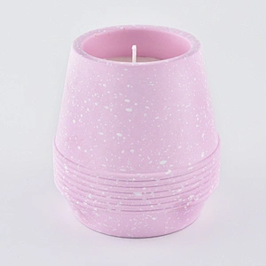 Wholesales decorative frosted pink empty cement candle holders