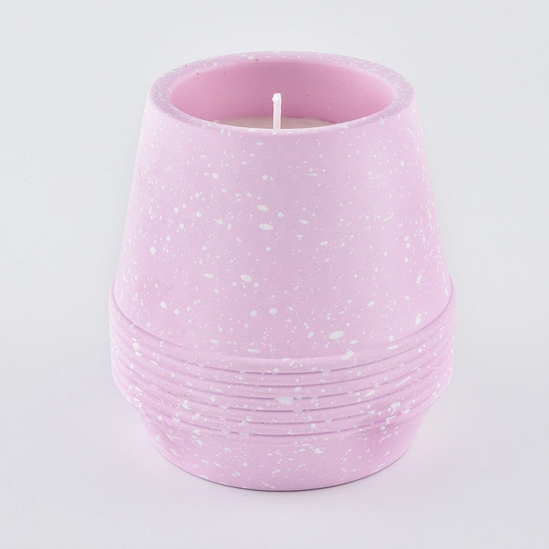 Wholesales decorative frosted pink empty cement candle holders