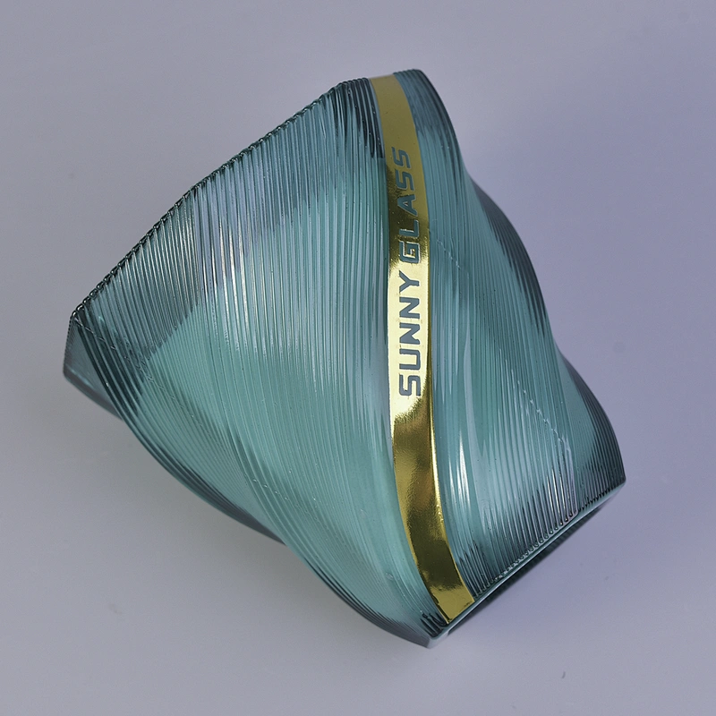 Hot sales tealight geo cut glass candle jar in bulk
