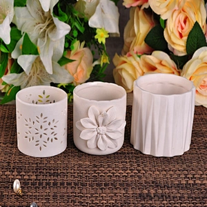 Home decoration custom matte white ceramic candle holder
