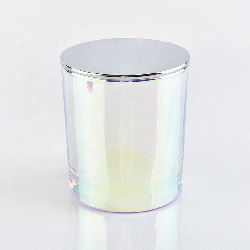Home wedding party 6oz Iridescent glass candle jar holder with lid