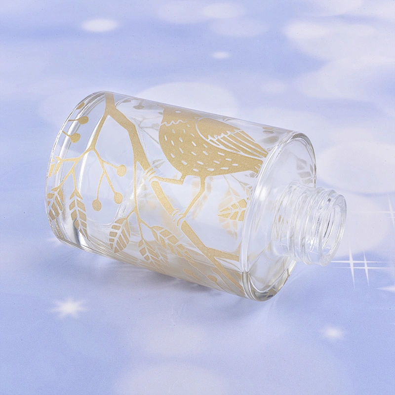 145ml Cylinder golden decal glass diffuser bottle glass perfume bottle fragrance personal care