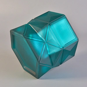 Luxury scented Hexagon custom colorful glass candle jar supplier