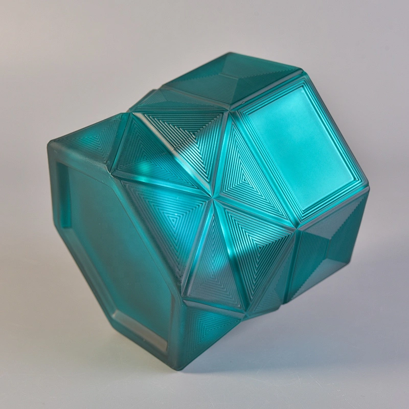 Luxury scented Hexagon custom colorful glass candle jar supplier