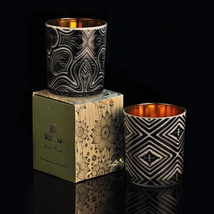 10oz Wholesales tealight black glass candle holder