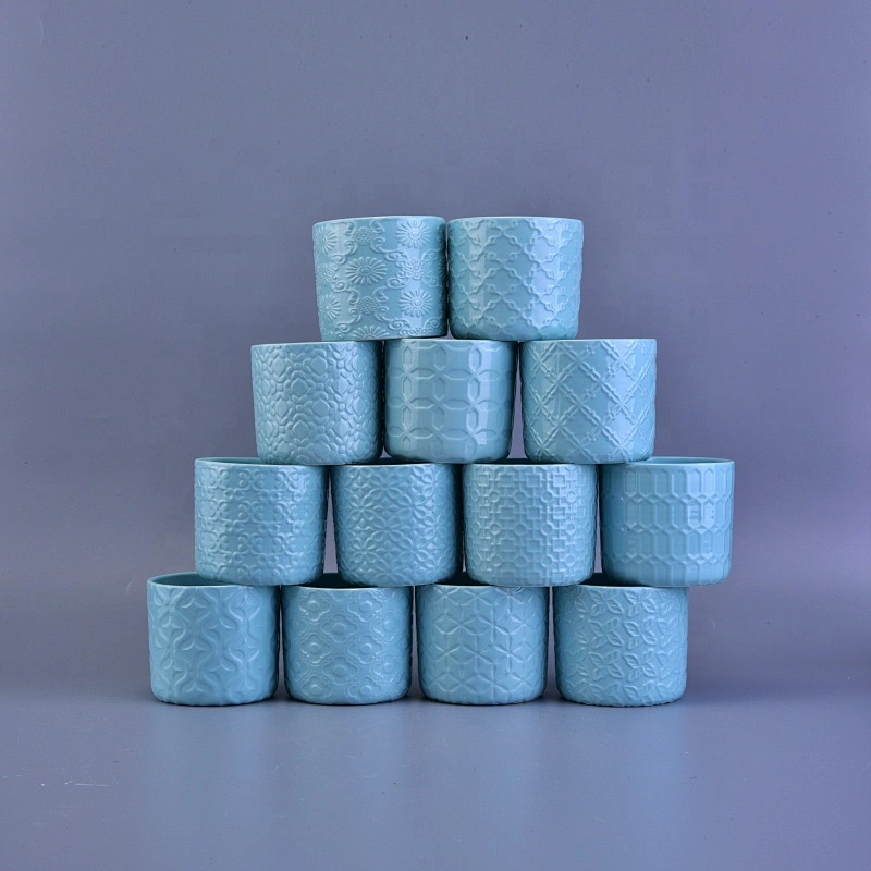 Wholesales luxury ceramic candle jars with wooden lid empty
