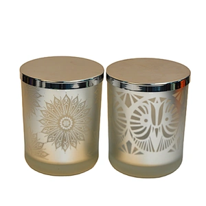 Suppliers cylinder glass candle holders logo custom with metal lid
