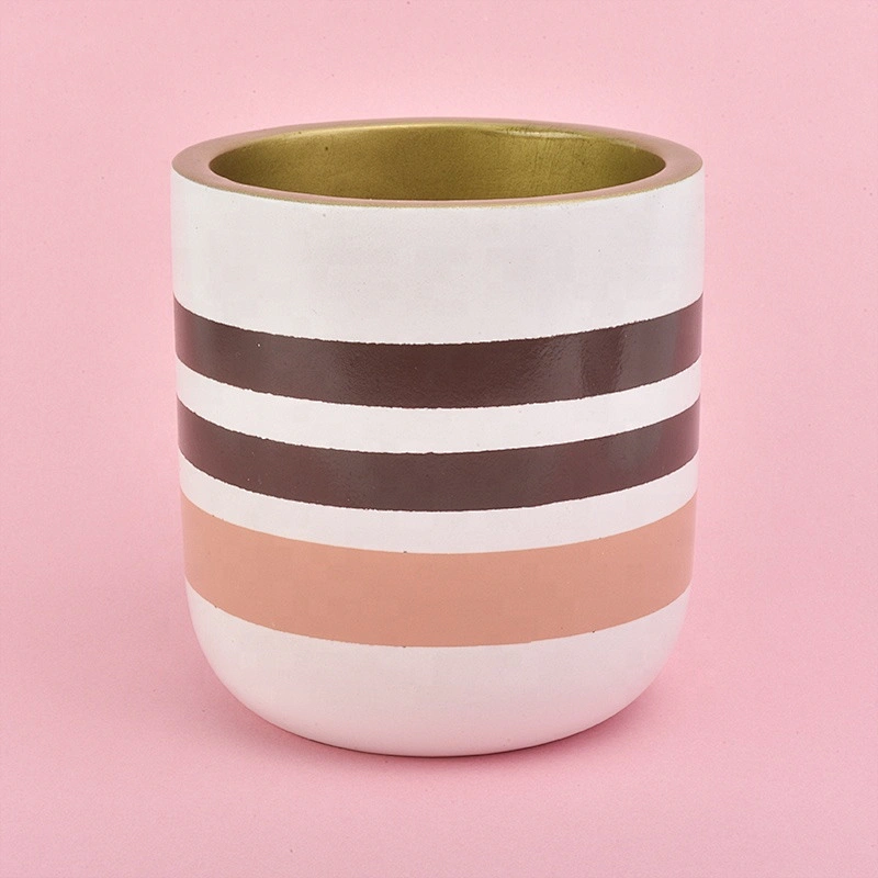 Wholesales christmas porcelain gold empty ceramic candle jar