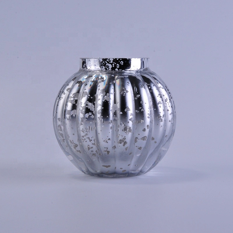 Luxury round silver mercury glass candle holder 10oz 20oz