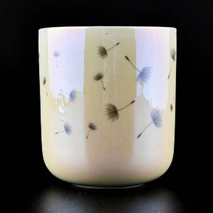 10oz Iridescent White Ceramic Candle jars