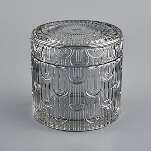 Sunny glassware luxury crystal decorative glass candle vessel with lids 10oz 16oz
