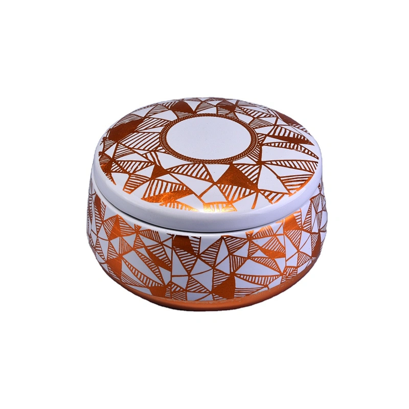 Sunny white custom empty ceramic candle jar with lid