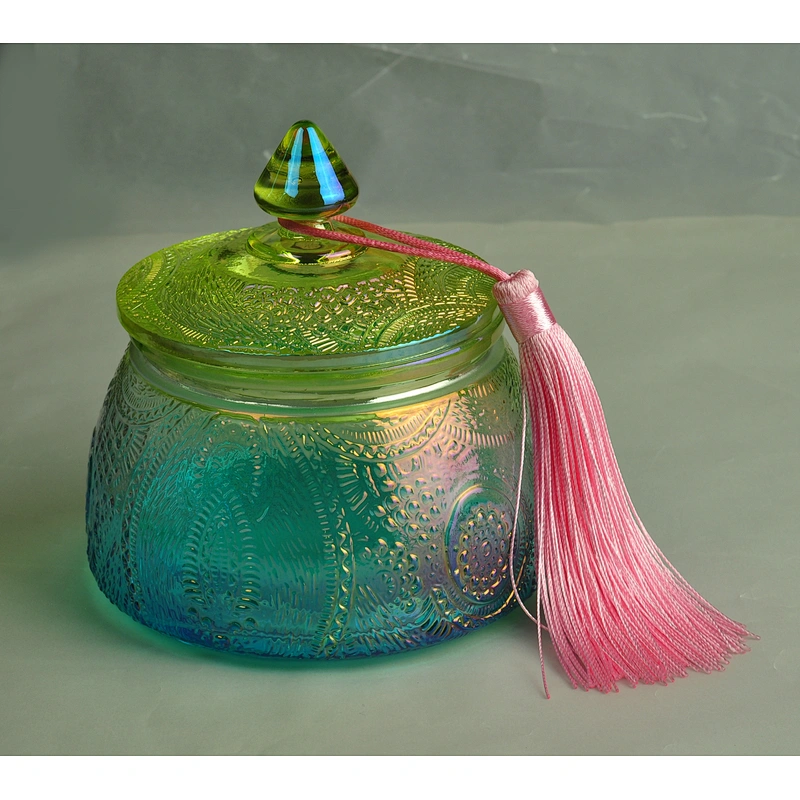 Home decoration tealight scented glass candle holder with lid