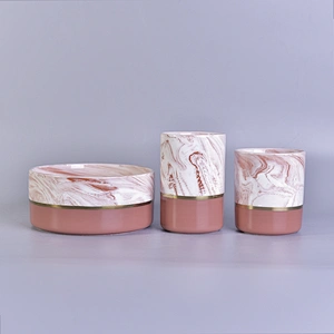 10oz 12oz Chinese round pink ceramic candle holder