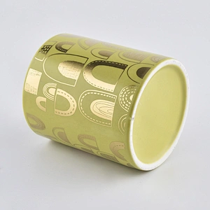 In bulk tealight golden printing ceramic candle jars 6oz 8oz