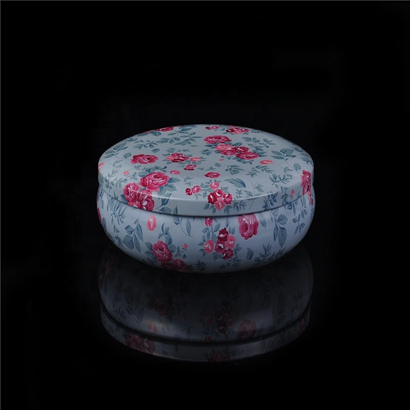 Custom Metal empty decorative color candle tins with cover