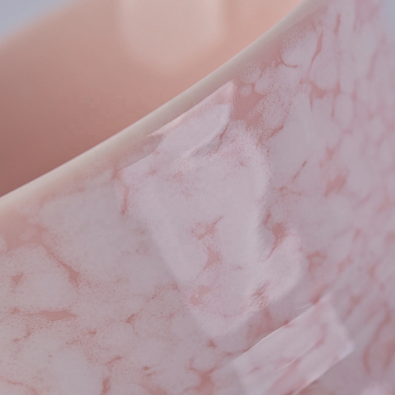 Sunny glassware design custom pink luxury ceramic candle jar 10oz 20oz