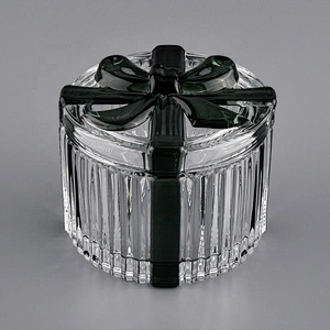 Sunny glassware luxury empty decorative glass candle holders with lids