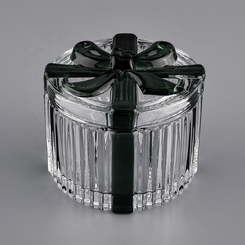 Sunny glassware luxury empty decorative glass candle holders with lids