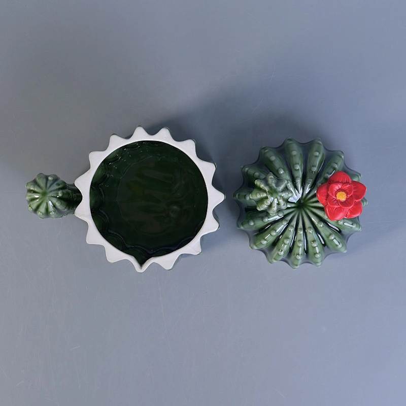 Sunny design green ceramic jar for candle with lids 10oz 18oz 20oz