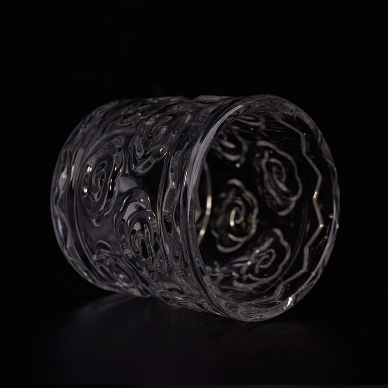 Luxury embossed crystal tealight glass candle container