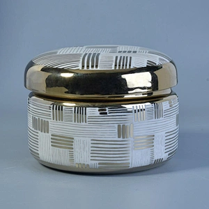 6oz 8oz 10oz Wholesales gold luxury candle ceramic container with lid