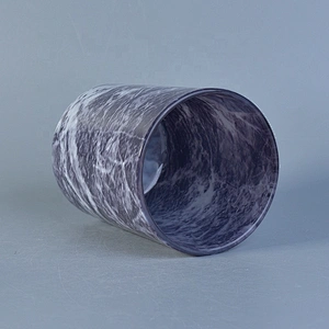 Purple Marble Pattern Water Transfer Candle Jar Glass