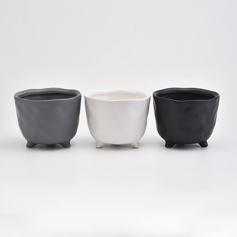 ceramic candle jar with matte color glazing finish