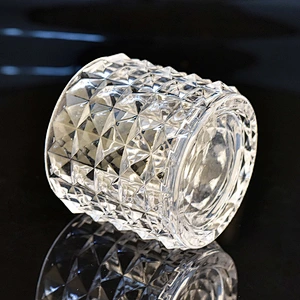 8oz unique embossed high-white glass candle holder glass jar for home decoration