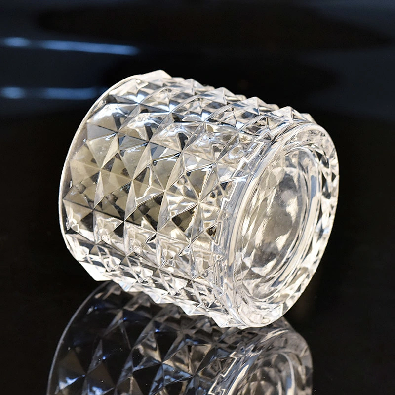 8oz unique embossed high-white glass candle holder glass jar for home decoration