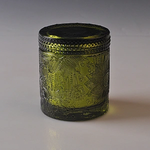 Sunny colored engraving Luxury glass candle jar with box