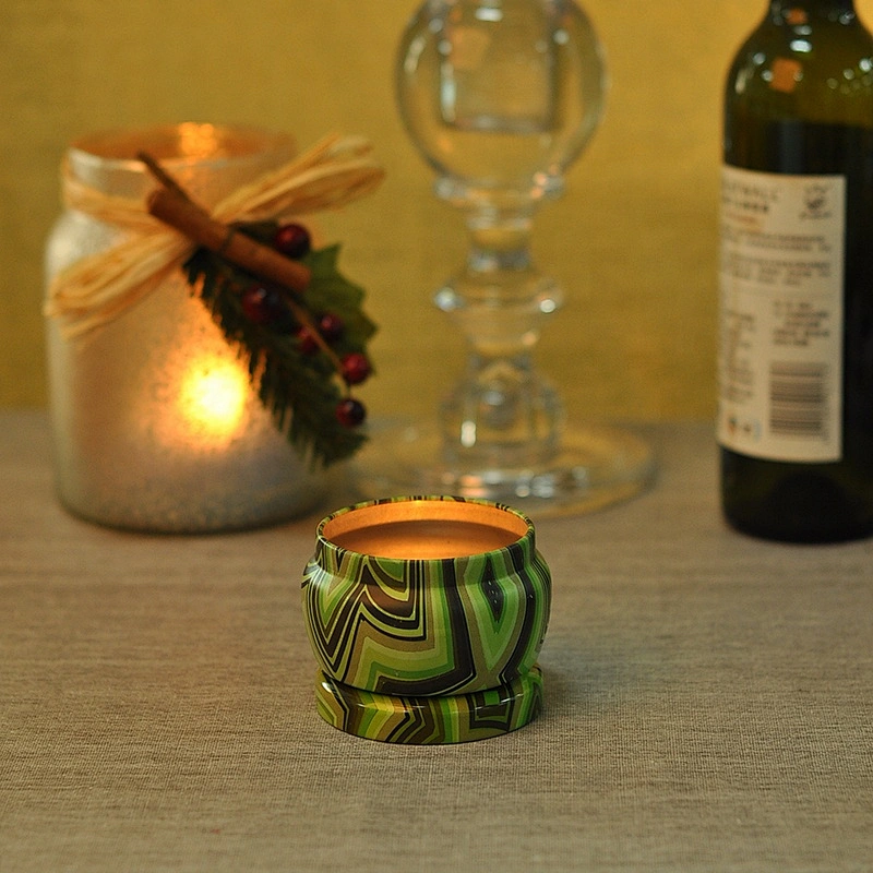 5oz Customized tea light green metal candle containers